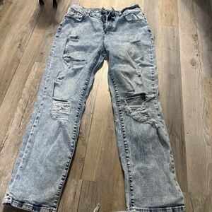 Stylish Light Blue Distressed Women's Jeans